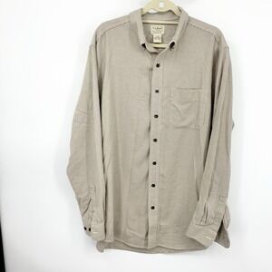 LL Bean Men Size Large TALL Shirt Button Down Top Brown Houndstooth Checkered